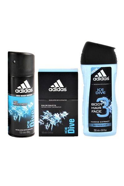 adidas Ice Dive Edt 100 ml Shower Gel 250 ml Deo 150 ml
