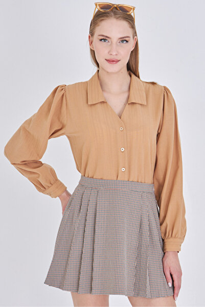 armonika Γυναικείο πουκάμισο με μπαλόνι με λαιμόκοψη V με λαιμόκοψη ARM-25K001088