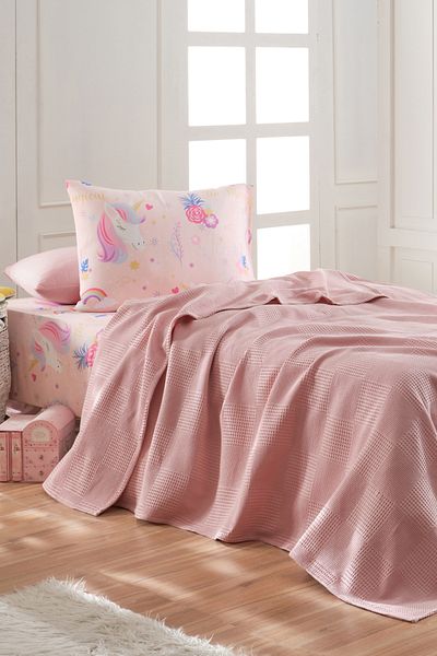Eponj Home Fitted Sheet Pique Set Single 100% Cotton 3 Piece Magical Patterned Powder – Weave Series