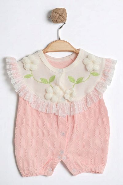 minuma Baby Girl Rose Detailed Scalloped Single Jumpsuit 6-12 Months