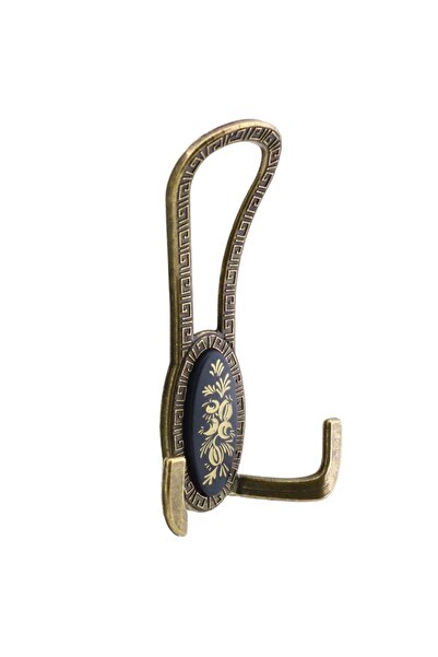 NZB Mobilya Portmanto Vestiyer Duvar Askısı Metal Dolap Elbise Askılığı Antik Sarı Siyah Desenli 4 Adet