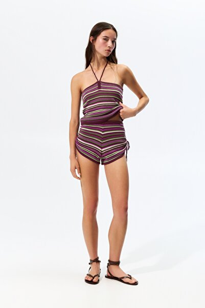 Pull & Bear Çizgili triko şort