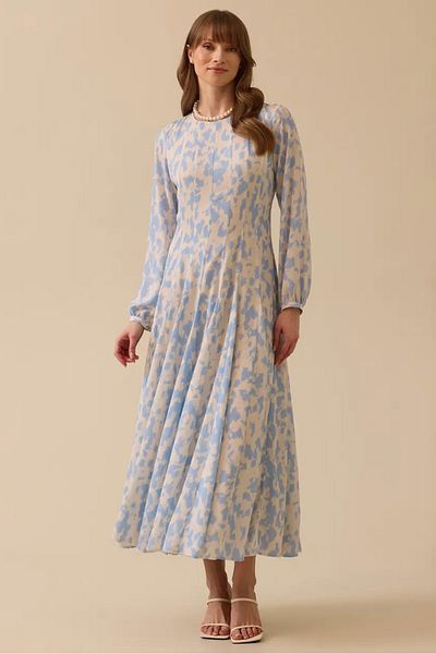 SEÇİL Women's Patterned Flared Dress - Blue