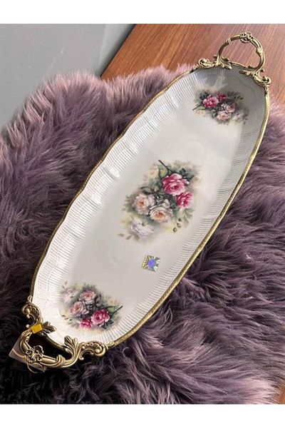 ROSSEV Antique Oval Presentation Plate with Handles 56cm