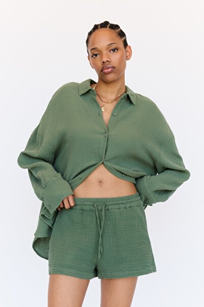 Pull & Bear Oversize dokulu şort