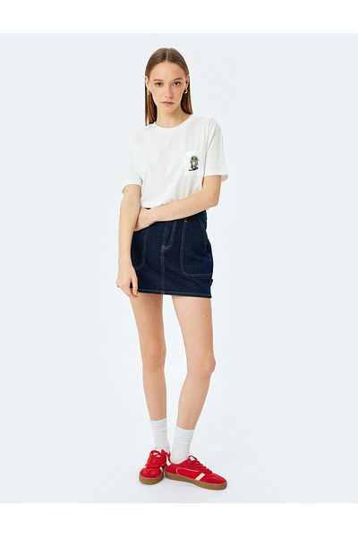 Koton Beige Embroidered T-Shirt