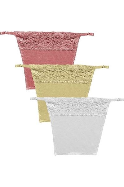 Glamroot Women's Cotton Camisole Cleavage Cover Clip-on Mock Lace Camisecret - Set of 3