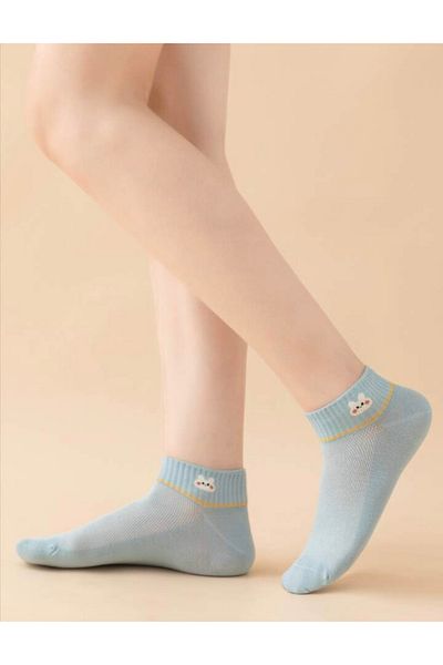 SOYTEMİZ Summer Teddy Bear Breathable Women's Ankle Socks 5 Pack
