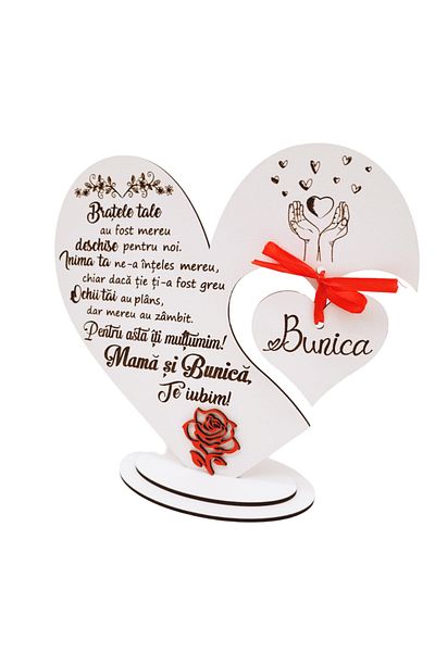 Rica Dreamart Decoration for Mother and Grandmother, heart with personalized message, Wood, 20 cm