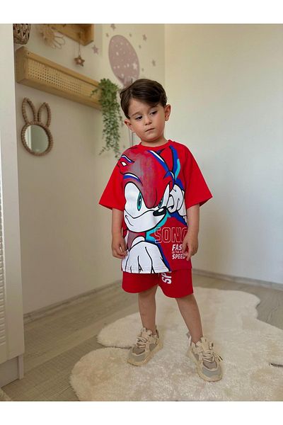 öykümgaleria Boy's Summer Top and Bottom Set with Shorts
