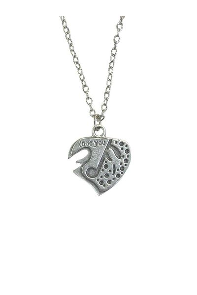 Herşey Nota From the Heart |   Unisex Necklace with "I Love You" Written Heart – 60 cm Chain