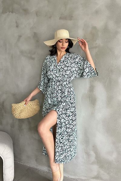 Mila Mint Patterned Double Breasted Dress