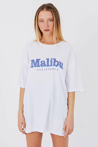 YRN COLLECTION Tricou oversize Malibu unisex alb