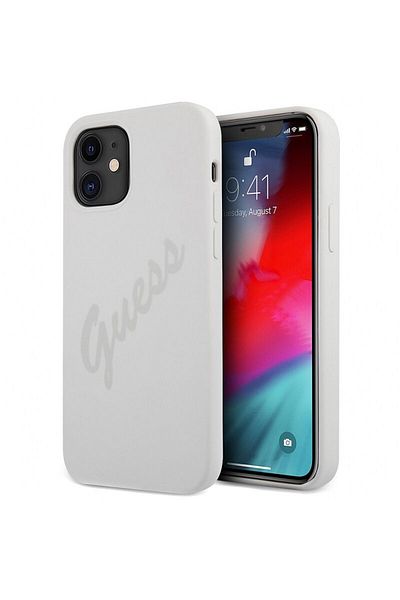 Guess Guess Vintage Grey Script protective case for Apple iPhone 12 mini, White