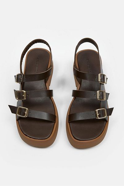 NILUFARR Lindsay Bitter Brown Genuine Leather Women's Sandals
