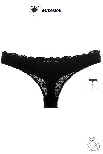 MİSTİRİK Masara Model Comfortable Stylish Lace String Women's Panties Black Color