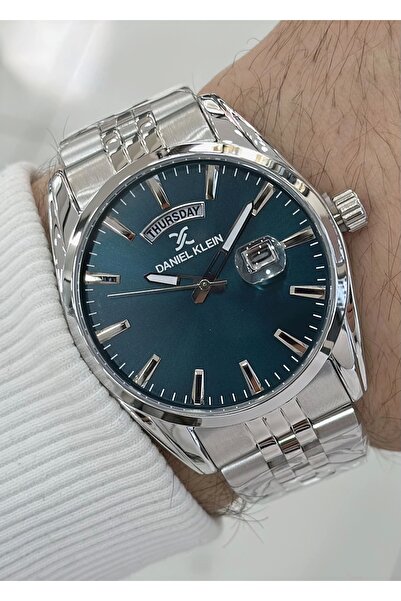 Daniel Klein ساعة يد رجالية من الفولاذ المقاوم للصدأ مع تقويم مقاوم للماء