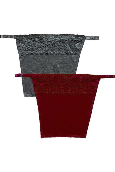 Glamroot Women's Cotton Camisole Cleavage Cover Clip-on Mock Lace Camisecret - Set of 2