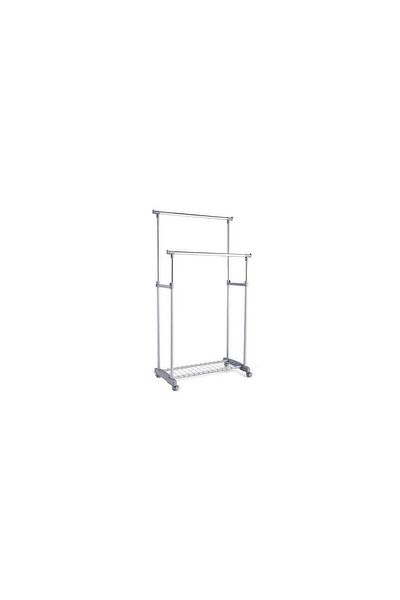 zeller Mobile double clothes hanger stand, 83 x 43 x 93.5-170 cm
