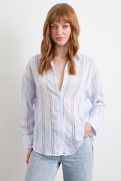 Never more Organza Striped Shirt Blue