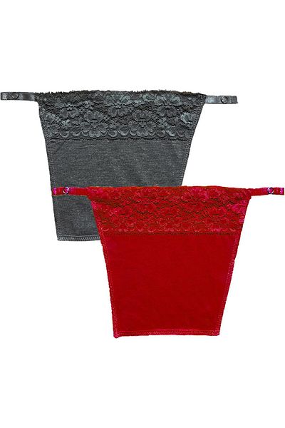 Glamroot Women's Cotton Camisole Cleavage Cover Clip-on Mock Lace Camisecret - Set of 2