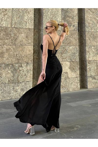 VİSKALİ Strappy Chest Drape Detailed Maxi Dress