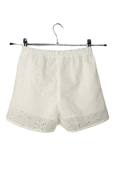wakawakakidsstore White Fisto Embroidered Girl's Shorts