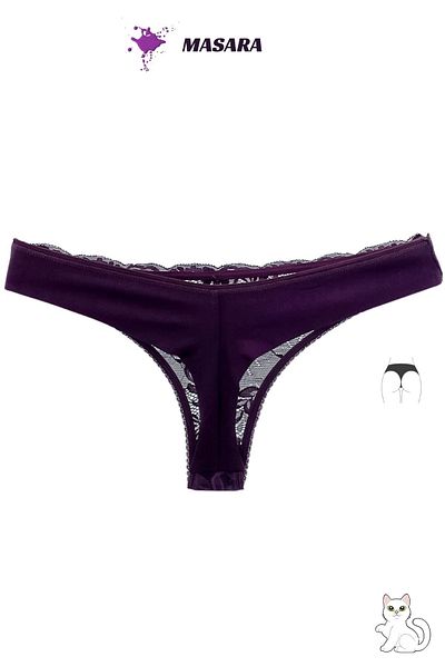 MİSTİRİK Masara Model Comfortable Stylish Lace String Women's Panties Purple Color