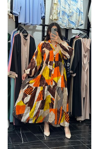 Favv Club Half Buttoned Viscose Dress