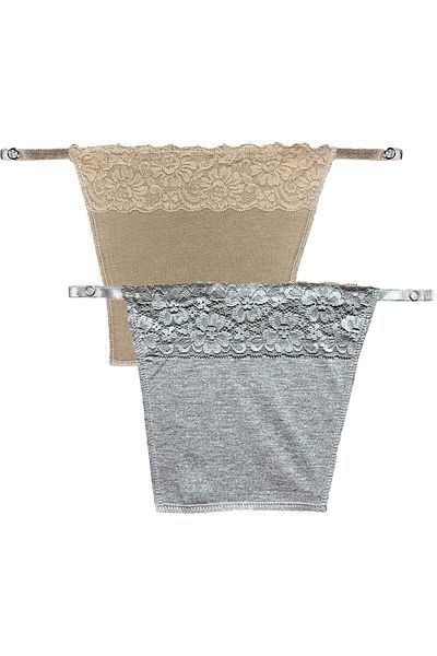 Glamroot Women's Cotton Camisole Cleavage Cover Clip-on Mock Lace Camisecret - Set of 2