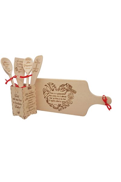 Rica Dreamart Kitchen gift set for fini - Chopping board and stand with personalized spoons and spatulas