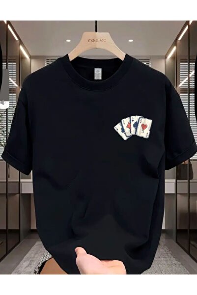 PERISENSE تي شيرت أساسي مطبوع عليه أوراق إسكامبيلي