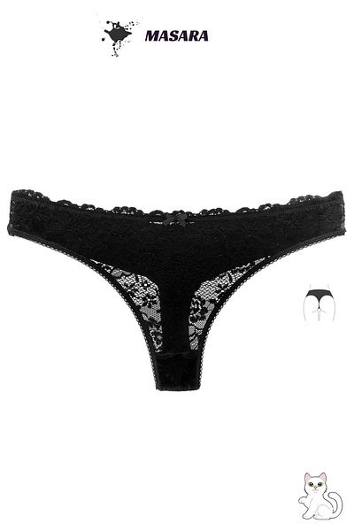 MİSTİRİK Masara Model Comfortable Stylish Lace String Women's Panties Black Color