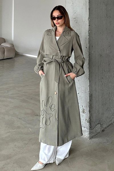 Olcay Șapcă modal neamortizată cu detaliu broderie cu mâneci raglan KHAKI 6735
