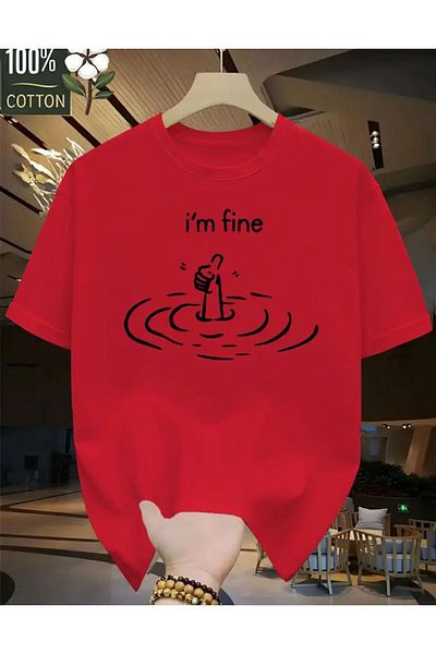 Boi I'm Fine Printed Basic T-Shirt