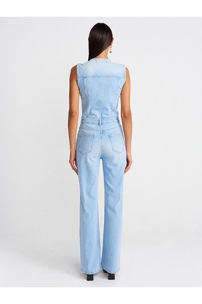 Dilvin 72006 Salopetă lungă din denim Comfort Llikra-albastru