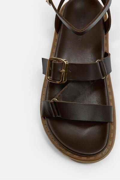 NILUFARR Γυναικεία σανδάλια Helsa Bitter Brown από γνήσιο δέρμα
