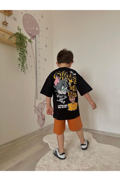 öykümgaleria Boy's Summer Top and Bottom Set with Shorts