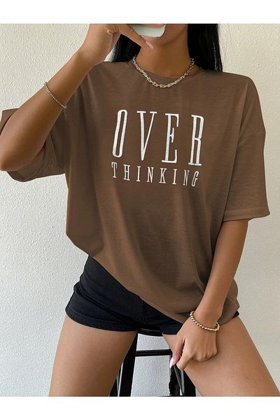 Boi Over Thinking Printed Γυναικεία / Κορίτσια Salas Oversize Salas T-shirt Boyfriend