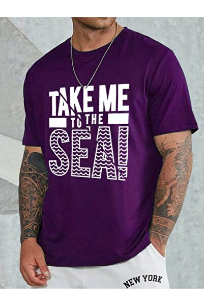 PERISENSE Unisex Take Me Printed Crew Neck Tshirt