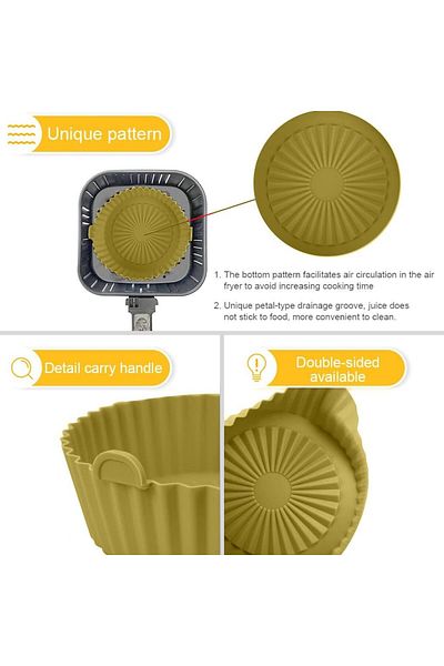 Tongboke air fryer basket, silicone, mustard, 21 cm