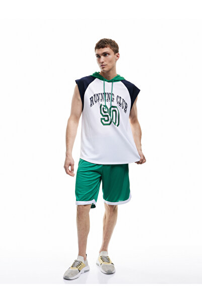 Koton Hooded Raglan Sleeve Printed Oversize Sports Singlet