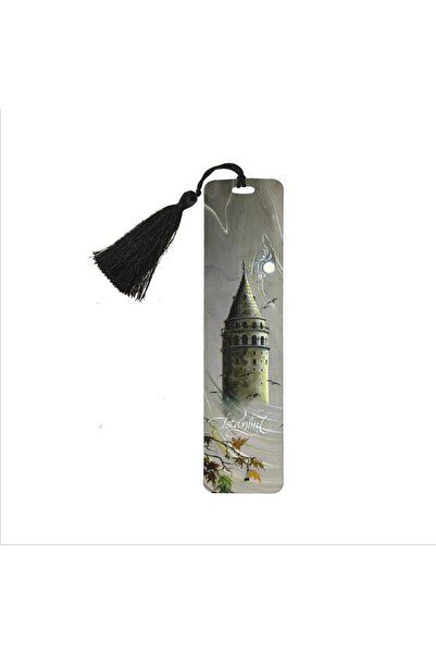 Souvenest Galata Tower Printed, Tasseled Bookmark (gift Bookmark,ayraç-086)