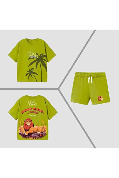 KidsSel Tricou din bumbac cu imprimeu Regele Leu pentru băiat, pantaloni scur...