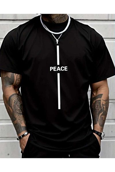 Boi Peace Printed γυναικείο και ανδρικό μπλουζάκι Boyfirend Oversize