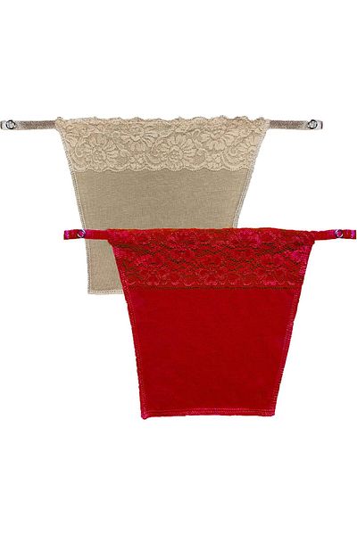 Glamroot Women's Cotton Camisole Cleavage Cover Clip-on Mock Lace Camisecret - Set of 2