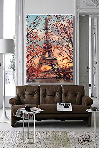 Şehber Tekli, Dikey, Kanvas, Dekoratif, Duvar, Tablosu , Eyfel Kulesi, Paris, Fransa Manzarası,