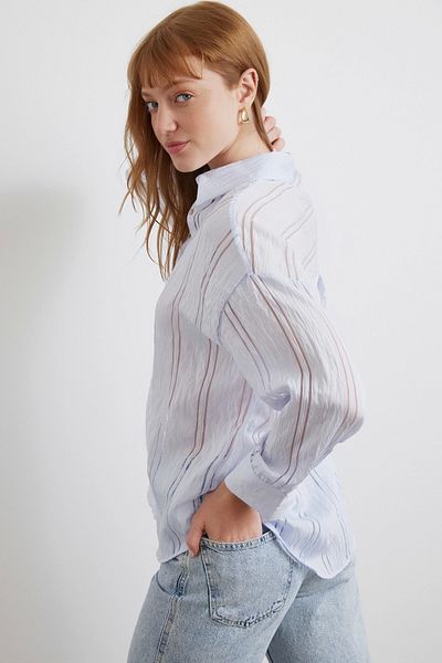 Never more Organza Striped Shirt Blue