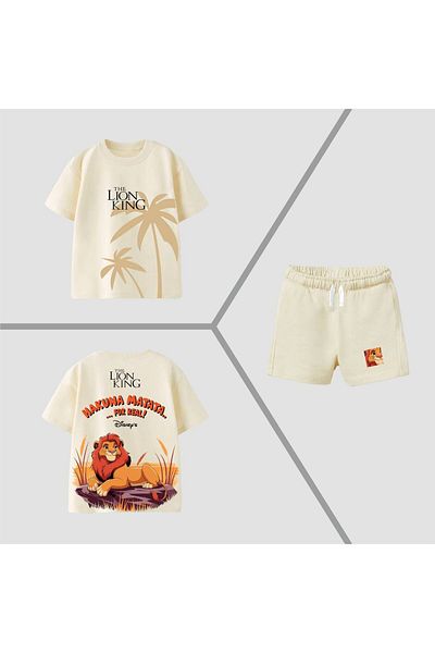 KidsSel New Season Boy's Cotton Lion King Printed Tshirt Shorts Bottom Top Set
