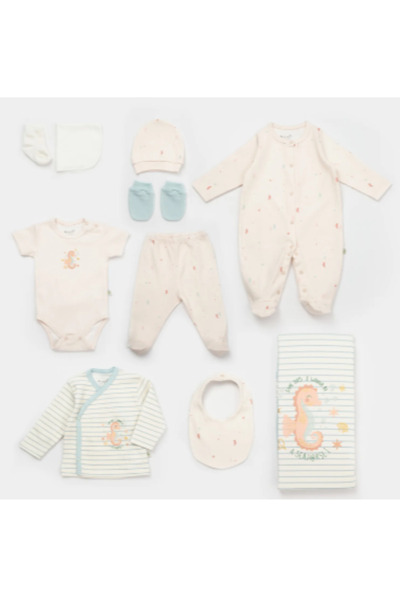 Biorganic Bibaby Organik Hastane Çıkışı 10lu Save The Seahorse Bej - Mint